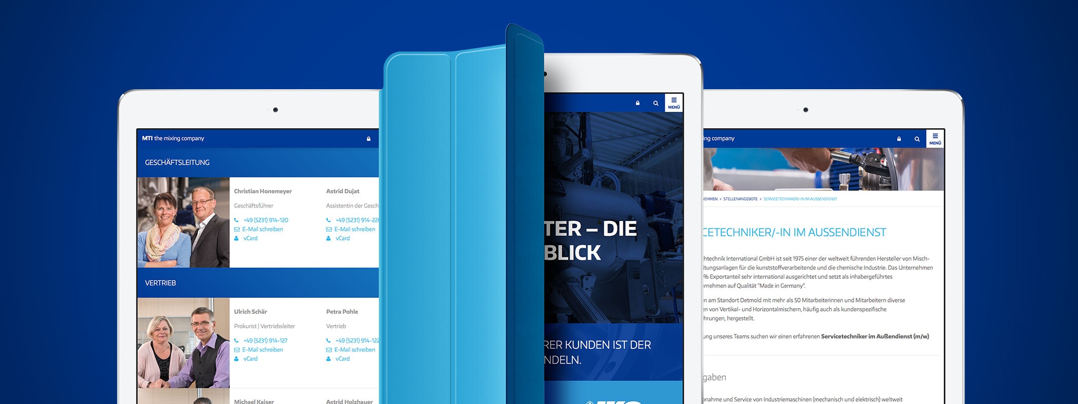 Fullscreen Responsive Design für die Website von MTI Mischtechnik